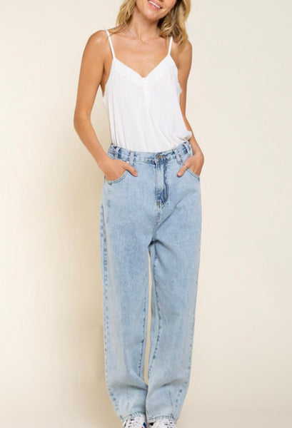 white tank with button and lace detail